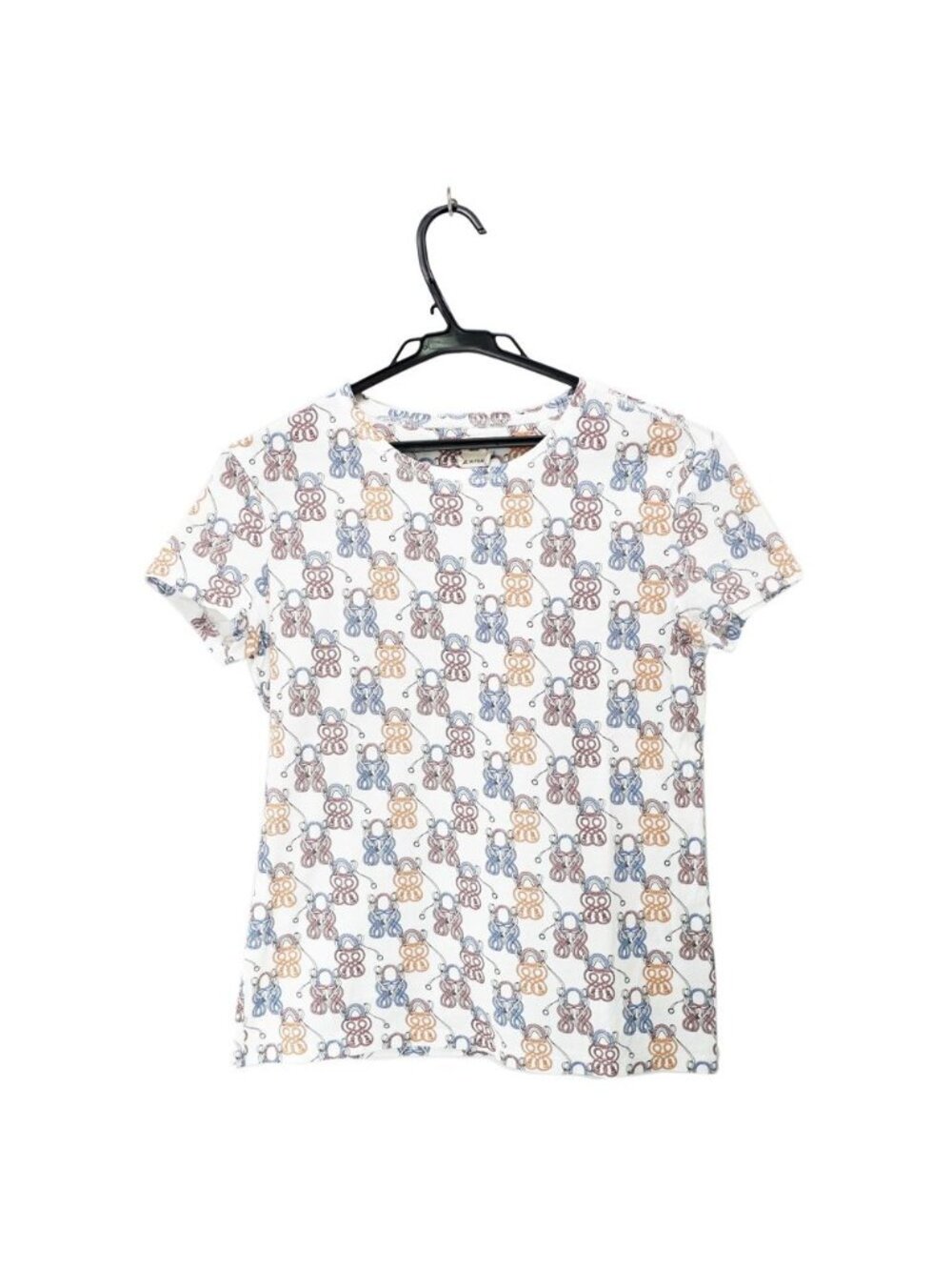 Hermes T-Shirt Ribbon White Multicolor Cotton 36
